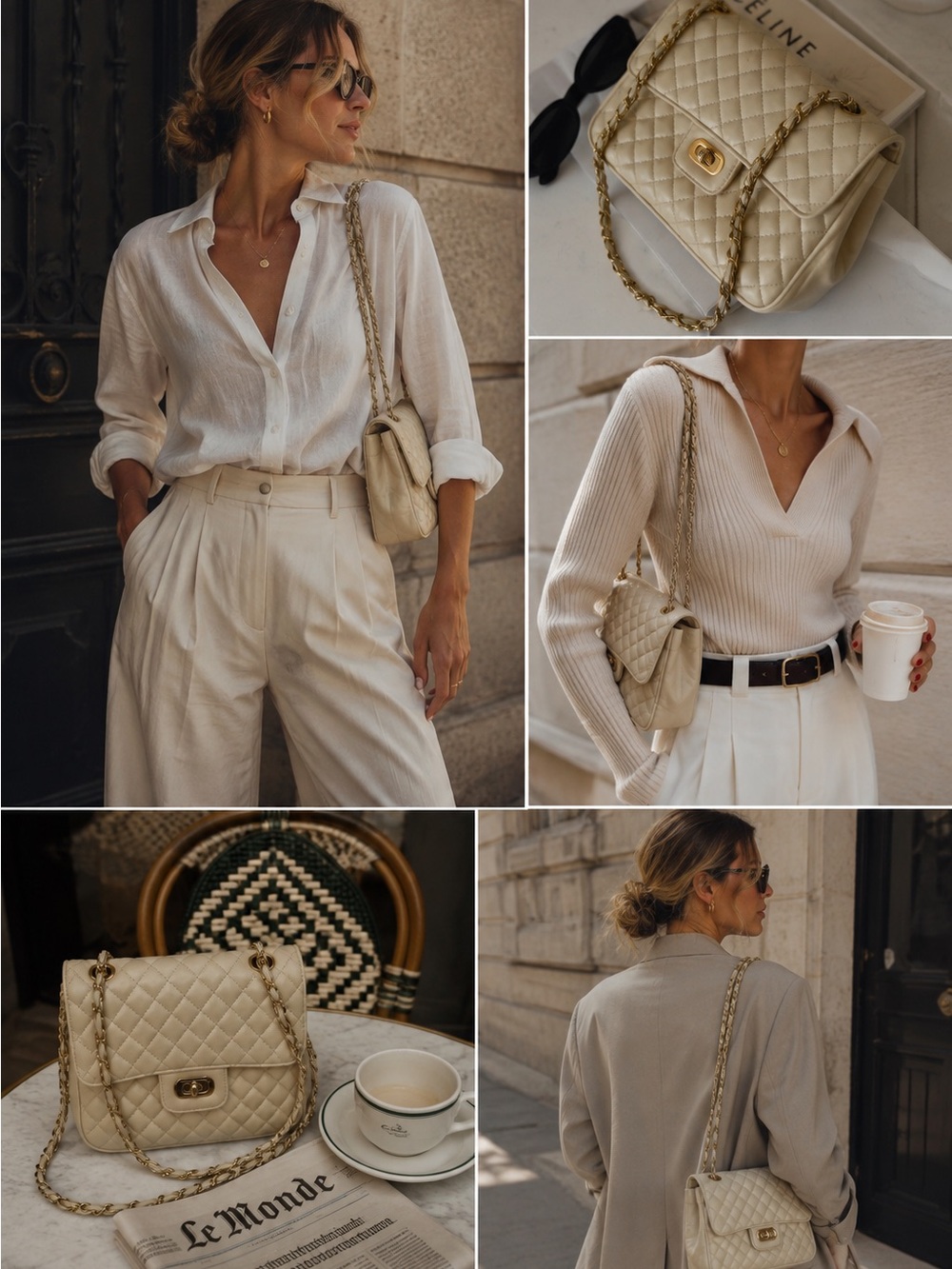 Empire Orr Cream Quilted Chain Shoulder Bag